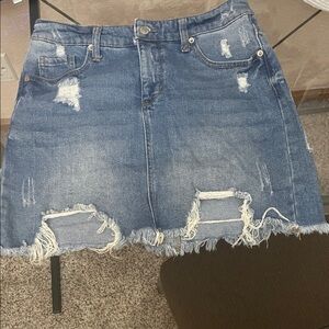 Wild Fable Blue Distressed Mini Skirt